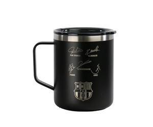 Safta F.C. BARCELONA NAVY BLUE - Tasse isotherme, bouteille d'eau, acier inoxydable, double isolation, 12h de boisson chaude et 24h de boisson froide, 400 ml, 8,4 x 10,7 cm, bleu marine, M,