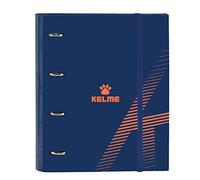 Safta KELME Classeur 4 anneaux de 35 cm avec 100 feuilles A4, idéal pour les enfants de différents âges, confortable et polyvalent, qualité et résistance, 27 x 3,5 x 32 cm, bleu marine et orange