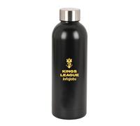 Safta KINGS LEAGUE - Bouteille isotherme en acier inoxydable à double isolation pour boissons chaudes de 6 h et boisson froide pendant 12 h, 500 ml, noir