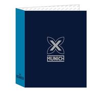 Safta -M657 Munich Nautic Classeur à 4 anneaux, idéal pour les enfants de différents âges, confortable et polyvalent, qualité et résistance, 27 x 6 x 33 cm, couleur bleu marine, standard (512474657)