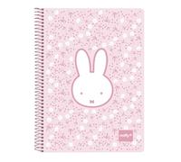 safta MIFFY FLORES - Cahier quatrième 80 feuilles, couverture rigide, 1 design, idéal pour les enfants de différents âges, confortable et polyvalent, qualité et résistance, 15,5 x 22 cm, Rose pâle, M