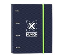 Safta Munich Blue Indigo Classeur 4 anneaux de 35 cm avec 100 feuilles A4, idéal pour enfants de différents âges, confortable et polyvalent, qualité et résistance, 27 x 3,5 x 32 cm, Bleu indigo, M