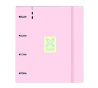 Safta MUNICH CANDY Classeur avec 4 anneaux de 35 mm, avec recharge, 100 feuilles A4, idéal pour enfants de différents âges, confortable et polyvalent, qualité et résistance, 27 x 4 x 32 cm, rose