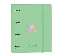 Safta MUNICH PISTACHO Classeur 4 anneaux de 35 cm avec 100 feuilles A4, idéal pour enfants de différents âges, confortable et polyvalent, qualité et résistance, 27 x 3,5 x 32 cm, couleur, Vert