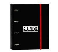 Safta MUNICH VULCAN - Classeur 4 anneaux de 35 cm avec 100 feuilles A4, idéal pour enfants de différents âges, confortable et polyvalent, qualité et résistance, 27 x 3,5 x 32 cm, Noir, M, Décontracté