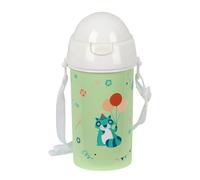 safta PREESCOAR FIESTA - Bouteille à ouverture automatique, avec paille, bouteille d'eau, sans BPA, avec bandoulière, confortable et légère, 500 ml, 7,3 x 19,5 cm, vert, M, Décontracté