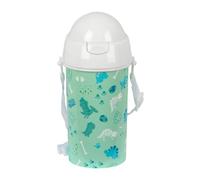 safta PREESCOLAR DINO - Bouteille à ouverture automatique, avec paille, bouteille d'eau, sans BPA, avec bandoulière, confortable et légère, 500 ml, 7,3 x 19,5 cm, vert, M, Décontracté