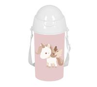 SAFTA PREESCOLAR UNICORNIO Bouteille à ouverture automatique, avec paille, bouteille d'eau, sans BPA, avec bandoulière, confortable et légère, 500 ml, 7,3 x 19,5 cm