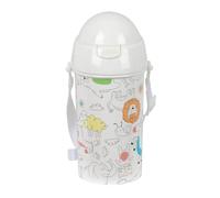 safta PREESCOLAR ZOO - Bouteille à ouverture automatique, avec paille, bouteille d'eau, sans BPA, avec bandoulière, confortable et légère, 500 ml, 7,3 x 19,5 cm, beige, M, Décontracté