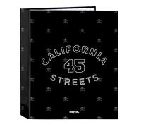 Safta Safta-M657 California Classeur à 4 anneaux, idéal pour enfants de différents âges, confortable et polyvalent, qualité et résistance, 27 x 6 x 33 cm, couleur noir, standard (532242657), Noir,