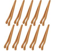 SagaSave Lot de 10 pinces en bambou pour toast, pain, cornichons, thé, viande, salon de thé, ustensiles de cuisine