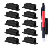 SagaSave Lot de 10 porte-stylos autocollants en silicone avec dos adhésif pour marqueur, presse-papiers, tableau blanc, accessoires de rangement de bureau (noir)