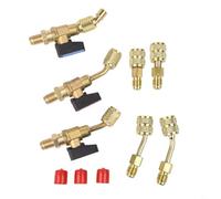 SageFurned 7 Pièces Vanne à Boule Compacte pour Climatisation 5/16" à 1/4" Laiton Adaptateur Set R134A R410A R22 R12 Joint d'étanchéité