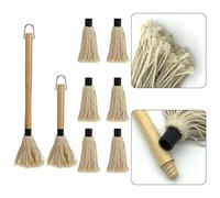 SageFurned Balai à badigeonner pour barbecue avec manche en bois, brosse en coton, application de sauce, 6 têtes de rechange incluses, passe au lave-vaisselle pour griller steak et volaille