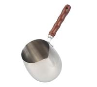 SageFurned Cafetière turque en acier inoxydable avec poignée en bois, pour lait et chocolat, bec verseur précis, argenté, 420 ml