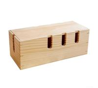 SageFurned Centre de gestion des câbles en bois - Boîte de rangement fonctionnelle pour fils, décodeurs et accessoires, design en bois massif naturel pour une organisation de bureau sans encombrement