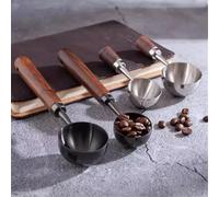 SageFurned Lot de 2 cuillères à café 30 ml en acier inoxydable 304 et bois de noyer, manche long et court pour grands récipients, dosage précis pour café et thé, argenté/noir