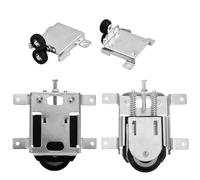 SageFurned Lot de 2 paires de roulettes de porte coulissante réglables en hauteur silencieuses en nylon avec alliage de fer pour armoire, armoire à chaussures, vitrine, argent 92 x 83 mm