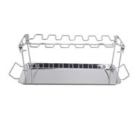 SageFurned Lot de 2 supports en forme d'ailes de poulet en acier inoxydable avec bac d'égouttement, support pour 14 baguettes de batterie pour barbecue, rôtir, pliable