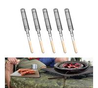 SageFurned Lot de 5 paniers de barbecue avec poignées en bois, sans fer, saucisses, viande, légumes et brochettes