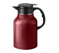 SageFurned Pichet isotherme de 1,6 l en acier inoxydable pour bouteille isotherme sous vide - Anti-fuite - Chaud et froid - Pour le bureau, la maison - Argenté (rouge)