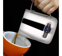 SageFurned Pot à lait en acier inoxydable avec affichage de la température 600 ml, mousseur à lait avec échelle de mesure et bec d'aigle pour barista