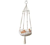 Sagevah Lit Suspendu pour Chat, balançoire pour Chat tissé Boho, Beige | Maille respirante fraîche, décoration d'intérieur bohème, supporte les chats de 20 à 30 lb, lit de repos pivotant