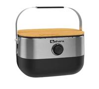 Sahara Barbecue à gaz portable mini de table 2,7 kW — grille en fonte, inox, planche bois, 2 à 4 personnes