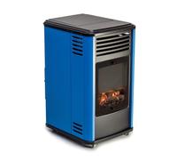 Sahara - Poele à gaz 3400W Design Bleu et Noir - Chauffage d'appoint Effet Feu de Bois Manhattan