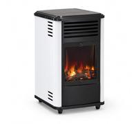 Sahara - Poele à gaz Manhattan 3.4KW Blanc et Noir - Chauffage d'appoint Effet Feu de Bois 3 Niveaux de Chauffe