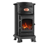 Sahara - Poêle à Gaz Provence Hybride 6kW Chauffage Electrique & Gaz Butane Fonte Noir Mat Effet feu de Bois
