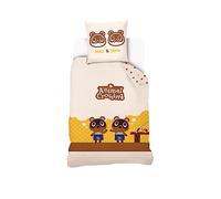 SAHINLER créateur d'univers Animal Crossing - Housse De Couette Animal Crossing Méli & Mélo 140x200 cm + 1 Taie d'oreiller 63x63 cm - 100% Coton - Beige