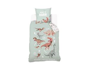 SAHINLER créateur d'univers Jurassic World - Housse De Couette Jurassic World Dinosaure 140x200 cm + 1 Taie d'oreiller 63x63 cm - Vert d'eau
