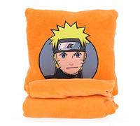 SAHINLER créateur d'univers Naruto - Coussin Plaid 2 en 1 Naruto Ado 140x100 cm - 100% Polyester - Orange