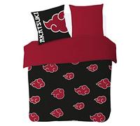 SAHINLER créateur d'univers Naruto - Housse De Couette Naruto Akatsuki 2 Personnes + 2 Taies d'oreiller 63x63 cm - 100% Coton - Noir (220x240)