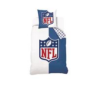 SAHINLER créateur d'univers NFL - Housse De Couette Football Américain Logo NFL 140x200 cm + 1 Taie d'oreiller 63x63 cm - 100% Coton - Bleu