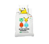Sahinler Pokémon Starter - Housse de Couette Enfant Pikachu - Parure de Lit Coton NI-0214 140x200cm Blanc
