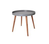 SAHN - Table d'Appoint Ronde Grise et Pieds Bois Massif - Altobuy Gris G