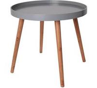 SAHN - Table d'Appoint Ronde Grise et Pieds Bois Massif - Altobuy Gris G