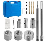 SAIBOO 12 pièces Scie Cloche Trépan Béton Couronne Carotteuse à Sec 30mm 40mm 68mm 82mm 100mm avec Adaptateur SDS Plus & MAX et Tête de Conversion Efficace Foret à Beton pour Ciment Brique Pierre Mur