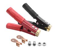 Saihisday Lot de 2 pinces crocodiles robustes en cuivre pur pour batterie de voiture 100 A/800 A/1500 A Noir + rouge