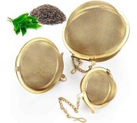 Saijer Boule a The, 3 Pièces Or Infuseur Thé avec Chaîne Boules à Thé en Acier Inoxydable Boule The Infusion Infuseur à Thé Boule a The Infuseur Passoire à Thé pour Infuser Thé Épices Assaisonnements