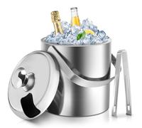 Sailnovo Seau à glace de 1,3 l, avec tongs et passoire, double paroi pour fêtes et bar à cocktail