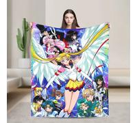Sailor Moon - couverture en peluche pour enfants et adultes, couverture en flanelle pour canapé et chaise, douce, personnalisée, couvre-lit de qualité, idée cadeau Noir