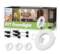 sailsco Spot Encastrable GU10 Set Cadres de Montage pour Spot Encastrable,Spots de Plafond en Acier Blanc,Rond Plat Cadre d'Encastrement 55mm pour Intérieur,230V,Blanc,Lot de 4