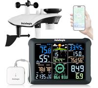 Sainlogic Station météo radio 14 en 1 avec capteur extérieur Wi-Fi | Prévisions météorologiques AI, 24h/24, 7j/7, alertes application/e-mail, écran 8,5", mémoire de 2 ans. Pour jardin