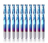 SainSmart Genmitsu 10Pcs Nano Blue Coat Mèches de Toupie CNC, Fraise à Queue Plate, Queue de 1/8", Fraise à Queue à 2 Cannelures (3.175 x 17 x 38mm)