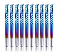 SainSmart Genmitsu Lot de 10 fraises à queue plate à revêtement nano bleu CNC, tige spirale 1/8", 1 lot de fraises à queue flûte (3,175 x 17 x 38 mm)
