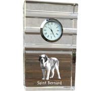 Saint-Bernard - horloge en verre avec photo, photo de chien en cristal, horloge sur pied personnalisée pour bureau de la marque Art-Dog