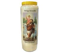 Saint Christophe Bougie de prière Novena 18 x 7 cm 100 % végétale Combustion 9 jours - 216 heures